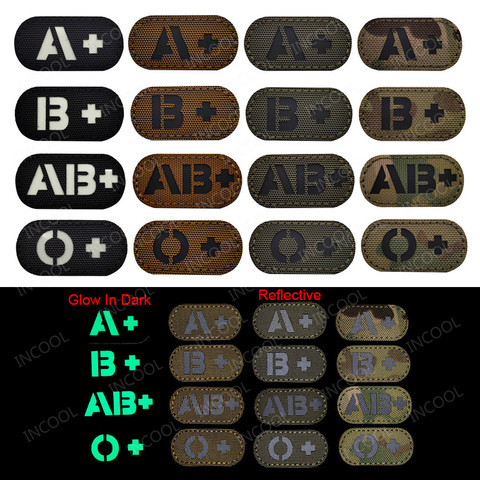 Blood Type Group Patch A B AB O Positive POS Infrared IR Reflective Patches White Glow In Dark 3D Tactical Military Patch Badges ► Photo 1/6