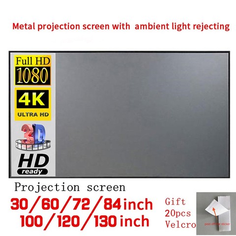 Projector Curtain Anti-light Screen 60 72 84 100 120 Inches Home Office Portable 3d HD Projector Screen Reflective Fabric Cloth ► Photo 1/6