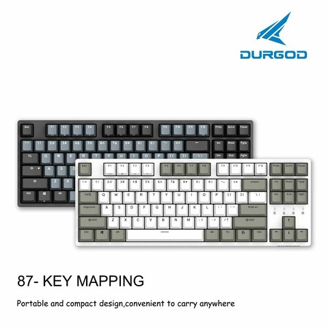 Durgod 87 keys taurus k320 gaming mechanical cherry keyboard pbt usb type-c wired keyboard brown blue red silver silent red ► Photo 1/6