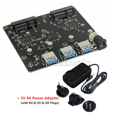 X852 Dual MSATA SSD Shield USB 3.0 Module Expansion Board Power Supply for Raspberry Pi 1 Model B+/2 B/3 B/3 B+ ► Photo 1/6