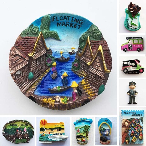 Thailand bangkok fridge magnets Tourism souvenir travel gifts Floating market chiangmai Phuket Magnetic Refrigerator Stickers ► Photo 1/6