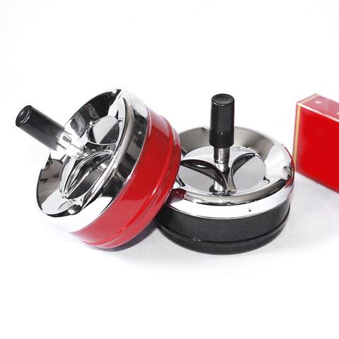 Stylish Metal Windproof Press Rotating Lid Home Office Hotel Ashtray Smoker Gift ► Photo 1/6