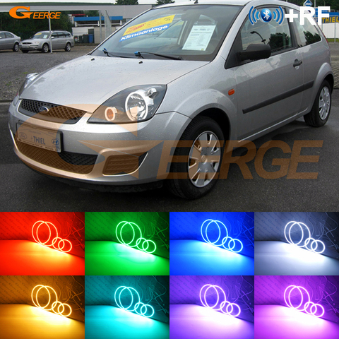 For ford fiesta facelift Mk6.5 2005 2006 2007 2008 RF remote Bluetooth App Multi-Color Ultra bright RGB LED Angel Eyes kit ► Photo 1/6