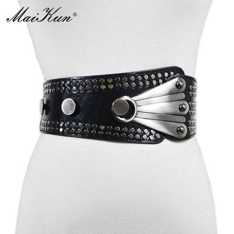Maikun Belt Punk Style Rivet Elastic Belts For Women Fashion Versatile Wide Girdle Exquisite Ladies Belt Ornament Wide Girdle ► Photo 1/6