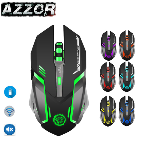 AZZOR Gaming Mouse 7-color Backlight Breath Rechargeable Wireless Comfort Gamer Mice for Computer Desktop Laptop NoteBook PC ► Photo 1/6