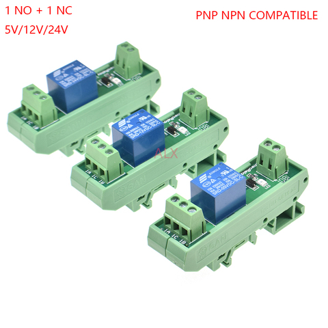 1 Channels relay module DIN Rail Mount SRD-05VDC-SL-C SRD-12VDC-SL-C SRD-24VDC-SL-C 10A 5V 12V 24V DC PNP NPN compatible 1NO 1NC ► Photo 1/5