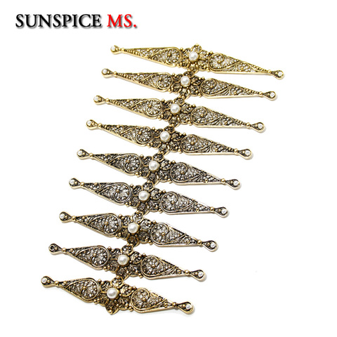 Sunspicems Vintage Caucasus Breastplate Bibs for Women Europe Wedding Jewelry Set Russia Retro Gold Silver Color Chest Button ► Photo 1/6