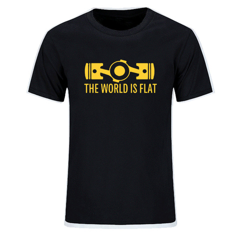 New Summer The World Is Flat Engine T Shirt Short Sleeve Custom T-shirts New Style Men O-neck Cotton T Shirts EU Size ► Photo 1/6