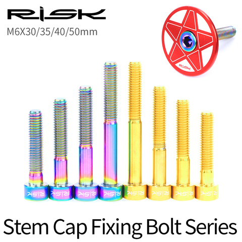 RISK Titanium Bolts M6 x 30 35 40 50mm Allen Key MTB Road Bike Taper Head Screw Bicycle Headset Cap Fixing Bolts Rainbow Gold ► Photo 1/6