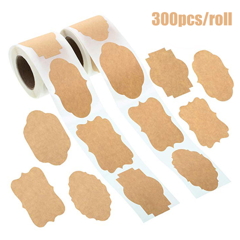 300Pcs Kraft Stickers Paper Labels Blank Christmas Gift for Jar Candle Glass Bottle Office Classification stationery sticker ► Photo 1/6