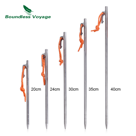 Boundless Voyage Outdoor Camping High Strength Titanium Alloy Tent Pegs Stakes Nails for Hard Snow Floor 20 24 30 35 40 cm ► Photo 1/6