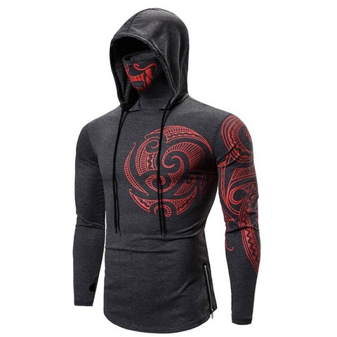 Men's Stretch Fitness Ninja Suit Men's Hoodie Long Sleeve Face Mask Sports Cycling Wear Masked Hoodies Harajuku Clothing ► Photo 1/6