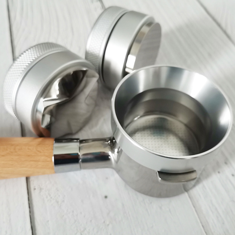 304 Stainless Steel Coffee Tamper Bottomless Naked Portafilter 51MM Adjustable Espresso Three Angled or Flat Base Thread Tools ► Photo 1/6
