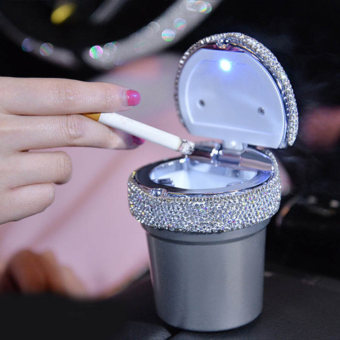 Rhinestone Portable Car Ashtray with Led Light Crystal Diamond Car Ash Tray  Ashtray Storage Cup Holder for Girls Car Accessories - Price history &  Review