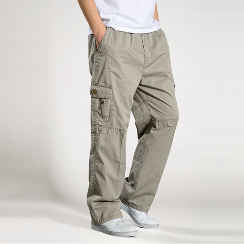 Summer Autumn casual Pants men cargo pants cotton loose trousers mens pants overalls Straight Joggers Homme Plus Size 6XL ► Photo 1/6