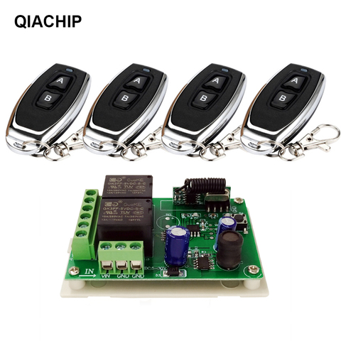 QIACHIP DC 5-30V 2CH Switch With Remote Control Relay Module Universal 24V 2 delay 433MHz Remote control Switch Relay Receiver ► Photo 1/6