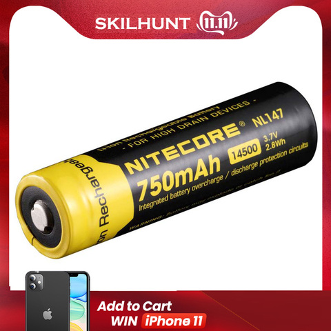 Free Shipping Wholesale NITECORE NL147/NL1485 High-Performance 850mAh Li-ion Rechargerable 14500 Battery For Hight Drain Devices ► Photo 1/4