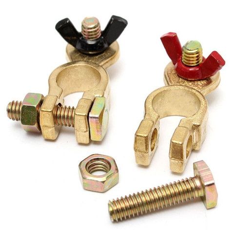 2pcs Positive & Nagative Auto Battery Terminal Connector Battery Quick Release Battery Clamps Brass Connector Car Accessories ► Photo 1/5