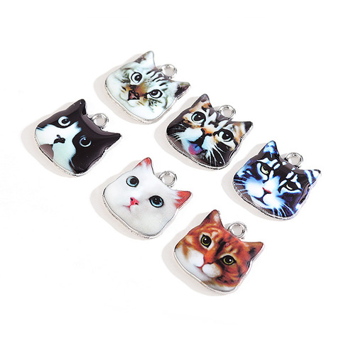 2pcs Alloy Colorful Cartoon Cat Charms Enamel Charms Cute Charms for Jewelry Making Earrings Cats Charms For Women DIY Crafts ► Photo 1/6