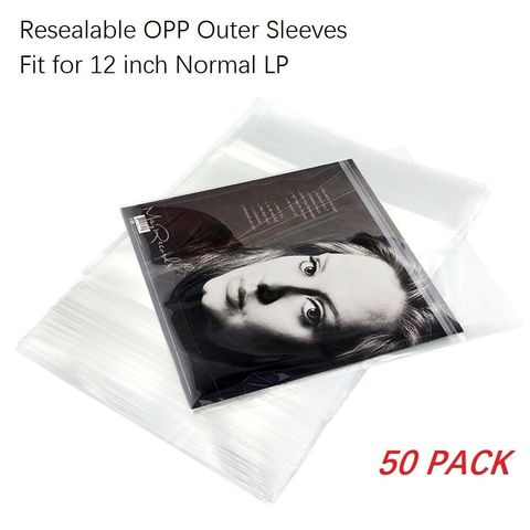 50PCS Resealable 4 Mil Flap Outer Plastic Vinyl Record Outer Sleeves for 12'' Normal LP GATEFOLD 2LP ► Photo 1/6