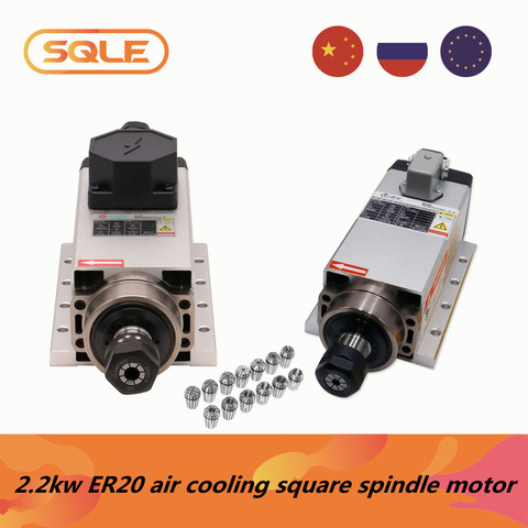 CNC Machine Tool Spindle 2200w 2.2kw 24000RPM 400hz ER20 air cooling spindle motor 3 phase input  + 13 pcs ER20 collets（1-13mm） ► Photo 1/3