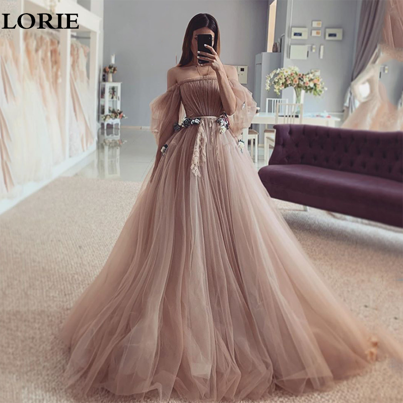 Buy Online Lorie Dirty Pink Fairy Wedding Dresses 2020 Off The Shoulder Puff Sleeve Bride Dresses Flowers Wedding Gown Custom Made Alitools