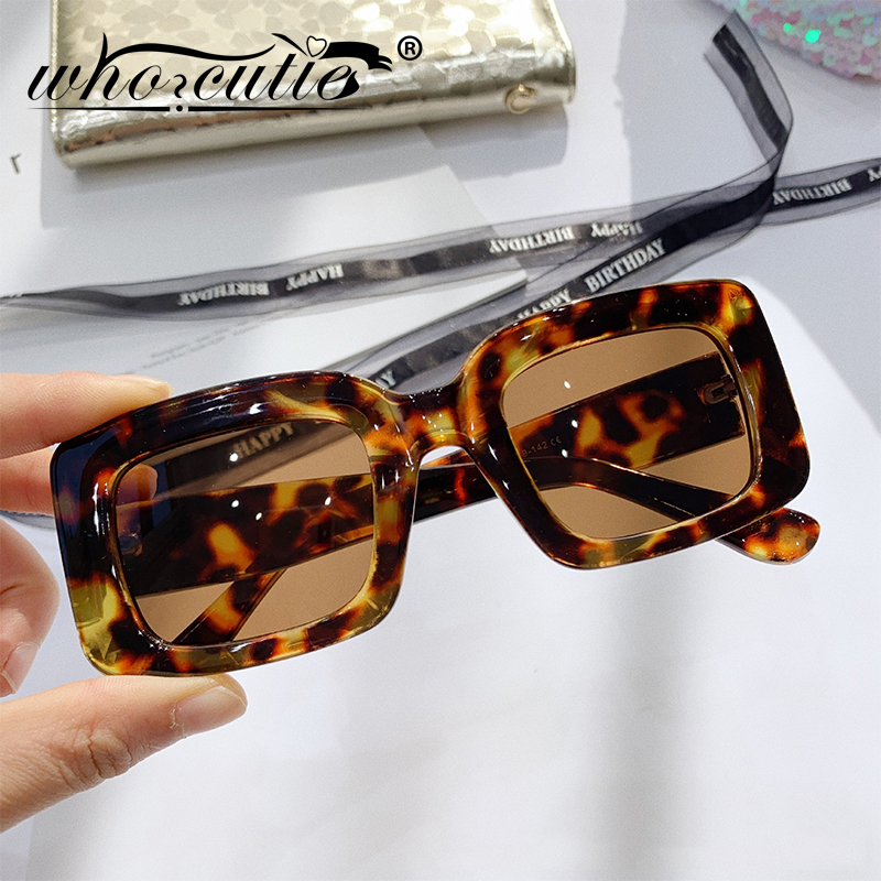 WHO CUTIE Vintage Oversized Square Sunglasses Women Thick Frame Shades  Eyewear Trendy Leopard Cat Eye Sun Glasses Female Oculos - AliExpress