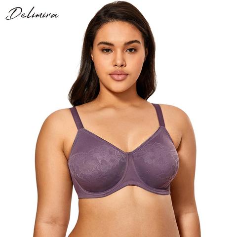 DELIMIRA Women's Underwire Minimizer Bra Plus Size Jacquard Supportive Everyday Bras ► Photo 1/6