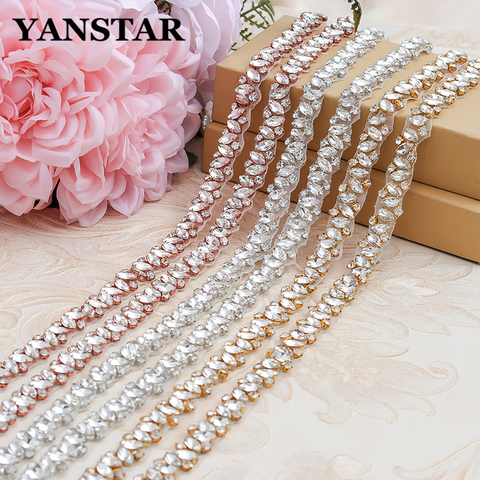 yanstar Wedding Bridal Belts In Gold Rhinestone Crystal Pearl With