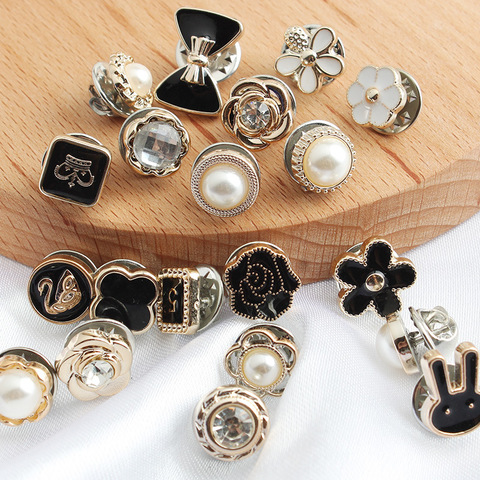 10-30PC Detachable Adjustable Metal Black Button Clothing Crafts Decorative No Sewing Buttons Garment DIY Pearl Nail Accessories ► Photo 1/6