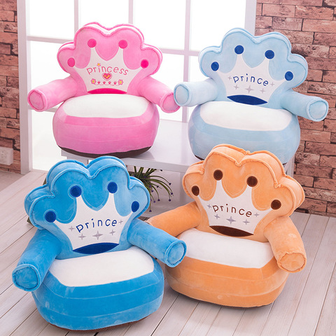 Only Cover No Filling Baby Bean Bag Cartoon Crown Seat Sofa Baby Chair Toddler Nest Puff Seat Bean Bag Plush Children Seat Cover ► Photo 1/6