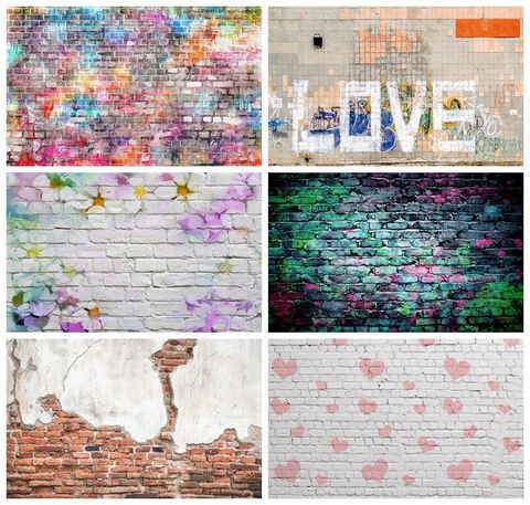 Laeacco Brick Wall Graffiti Photography Backgrounds Birthday Backdrops Grunge Portrait Vintage Photophone Newborn Photozone Prop ► Photo 1/6