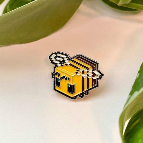 Pixel Inspired Bee Pin, Soft Enamel Pin, MC ► Photo 1/3