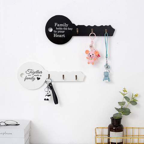 Retro Wood Key Holder Wall Key Shape Hook Storage Rack Hanger Decor Room Hanging Gifts Home Entrance Door Wall Organizer ► Photo 1/1