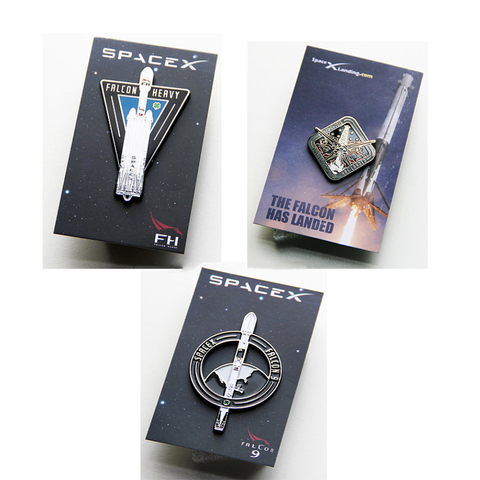 Musk SpaceX Falcon 9 Block 5 Rocket Successfully Recycling Aerospace Falcon Has Landed Commemorative Badges Air Force Brooch Pin ► Photo 1/1