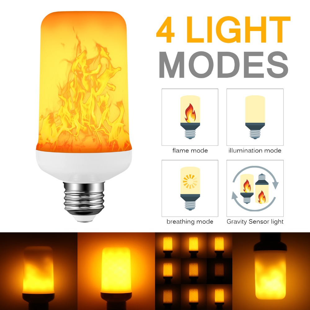 LED Flame Effect Simulated Flicker Nature Fire Bulb Light Decor E27,B22,E14 Lamp 
