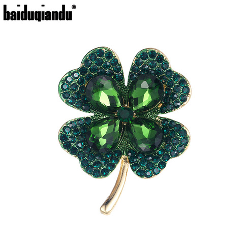 baiduqiandu New Arrival Green or Red Crystal Rhinestones Leaf Plant Brooch Pins Jewelry for Women ► Photo 1/6