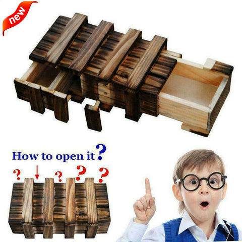 Magic Wooden Puzzle Box Secret Compartment Brain Game for Adults Kids Toddlers Educational Toy Gift ► Photo 1/6