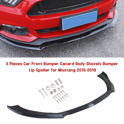 3 Pieces Carbon Fiber Look/Black Car Front Bumper Canard Lip Splitter Body Shovels Bumper Lip Spoiler for Mustang 2015-2022 ► Photo 1/6