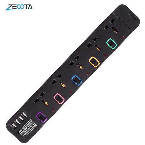 Power Strip Surge Protector Multiprise Electrique Universal 5 Outlets USB Plug Socket Individual Switch 3m/9.8ft Extension Cord ► Photo 1/6