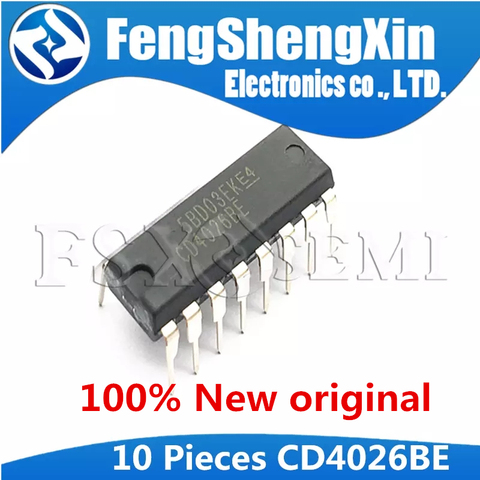 10pcs/lot New original  CD4026BE DIP-16 CD4026 CMOS Decade Counters/Dividers ic ► Photo 1/2