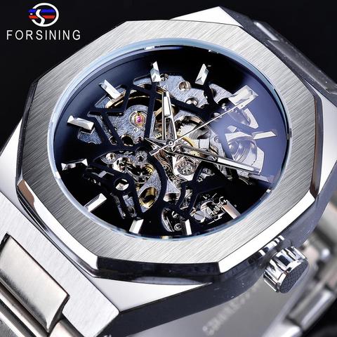 Forsining Steampunk Luxury Black Dial Mens Automatic Mechanical Wrist Watch Top Brand Luxury Male Clock Relogio Transparent Case ► Photo 1/6