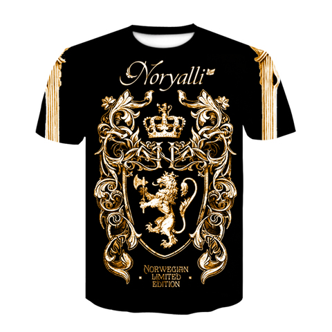 Novelty 3D Golden Chain Print Baroque Brand T-shirt 2022 Summer style short sleeve luxury Royal men clothes hip hop tops & tees ► Photo 1/6