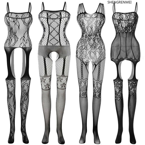 2022 New Jumpsuit Women Body Suit Body Stockings Erotic Open Crotch Teddy Sexy Lingerie Sleepwear Porno Nightwear Sexy Costumes ► Photo 1/6