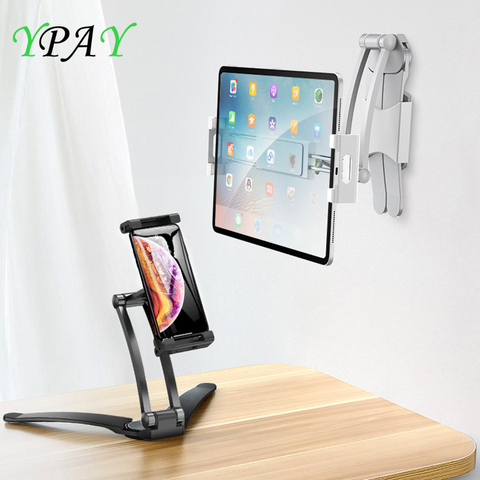 Aluminum Kitchen Desktop phone Tablet Holder Stand Flodable Adjustable 5-13 inch Tablet Phone Desktop Mount For iPad Pro 12.9 ► Photo 1/6