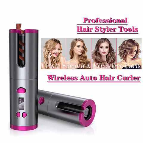 Auto Hair Curler USB Charging Curling Iron Fast Heated Hair Curlers Automatic Wireless Rollers Machine Styler Corrugation Waver ► Photo 1/6