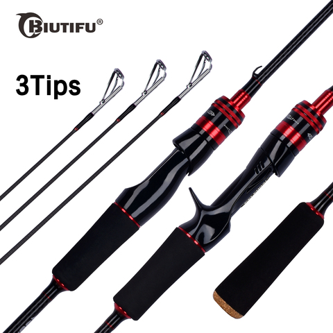 BIUTIFU Lure Casting Spinning Fishing Rod 1.68/1.8/2.1m 30T Carbon 2 Sections 3 TIPS Bait 4-35g L/M/MH Baitcasting Surf POLE ► Photo 1/6