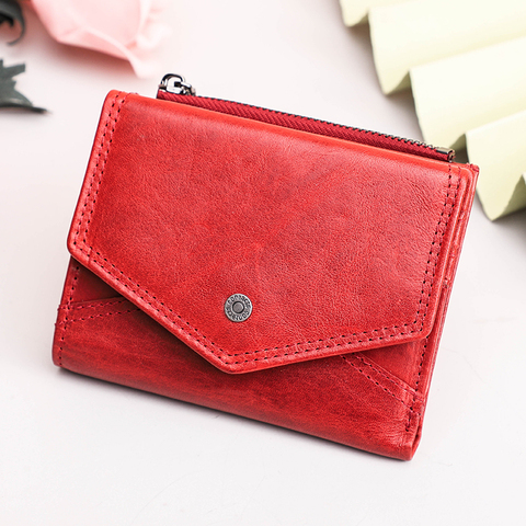 Contact's 100% Genuine Leather Wallet Women Mini Clutch Bag for Ladies Small Coin Purse Fashion Card Holder Wallets Rfid Cartera ► Photo 1/6