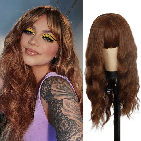 Beautiful long wave brown wig synthetic wig color wig cosplay wig natural brown wig female ► Photo 1/6