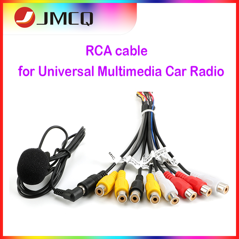 JMCQ Car Radio Universal RCA 10 in 1 Output Wire Cable With Microphone Video Output/input Audio Subwoofer ► Photo 1/6